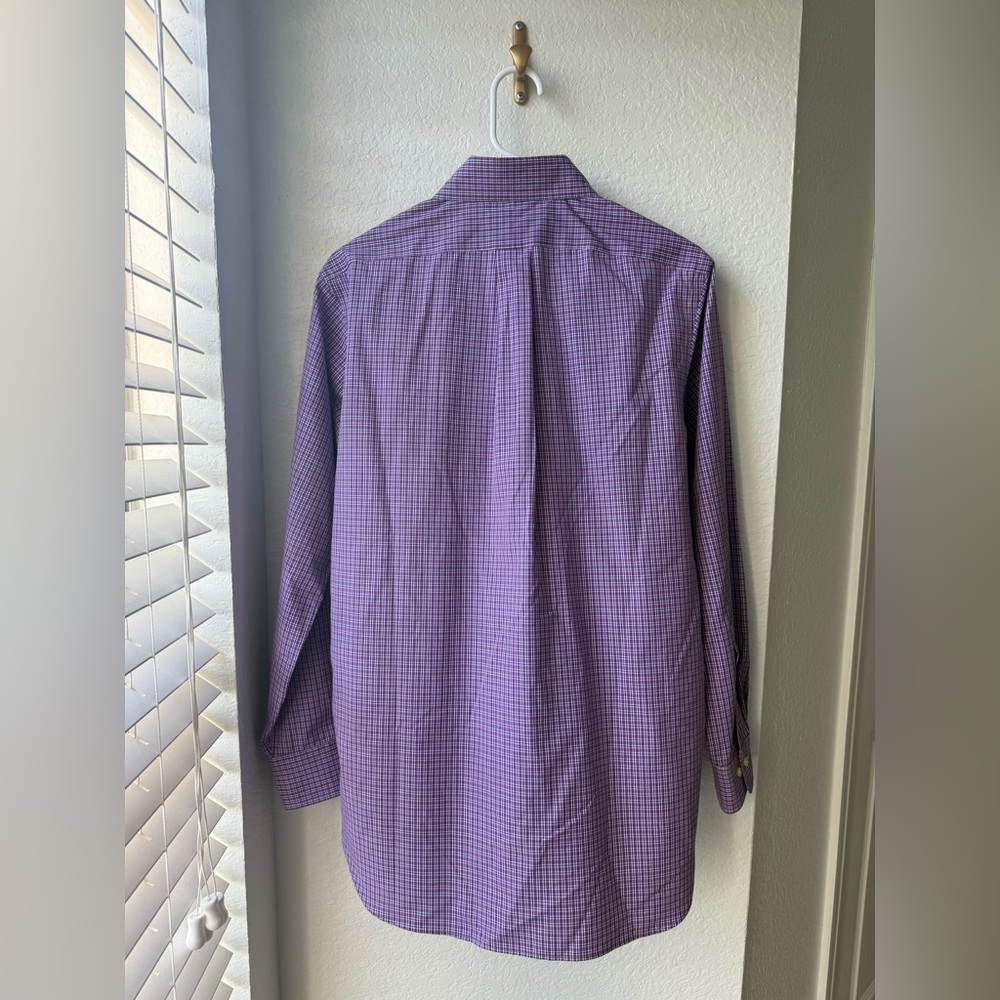 RALPH LAUREN MENS CLASSIC FIT PURPLE AND NAVY DRESS SHIRT - Picture 2 of 3